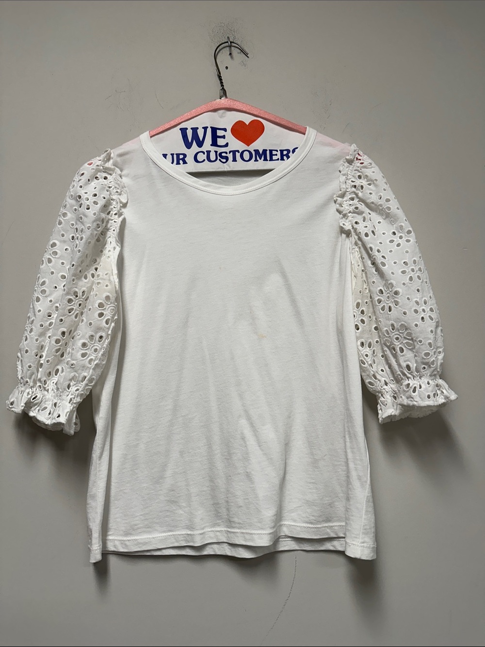 Veronica Beard White Eyelet Puff-Sleeve Top